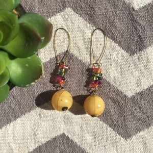 Urban Outfitters Yellow Rainbow Ball Bead Earrings